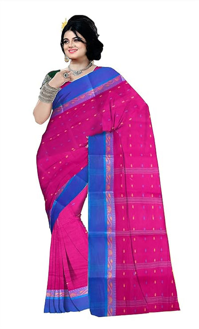 Ethnic Women's color border Tant Cotton Saree