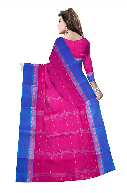 Ethnic Women's color border Tant Cotton Saree