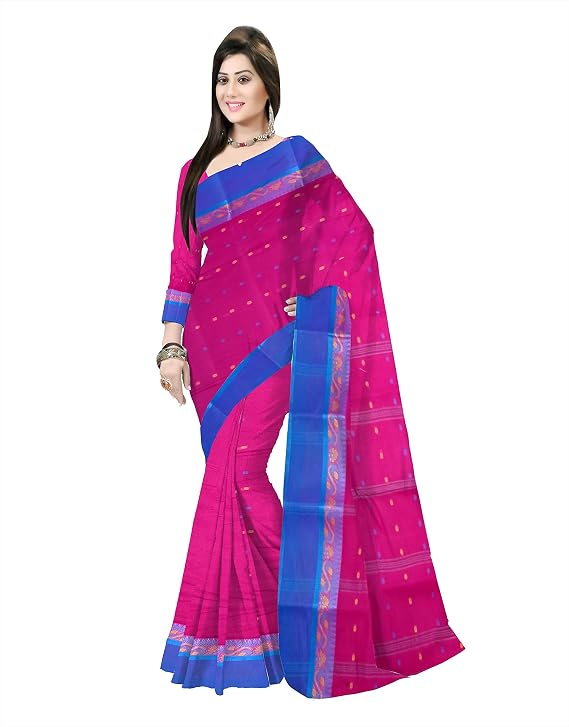 Ethnic Women's color border Tant Cotton Saree