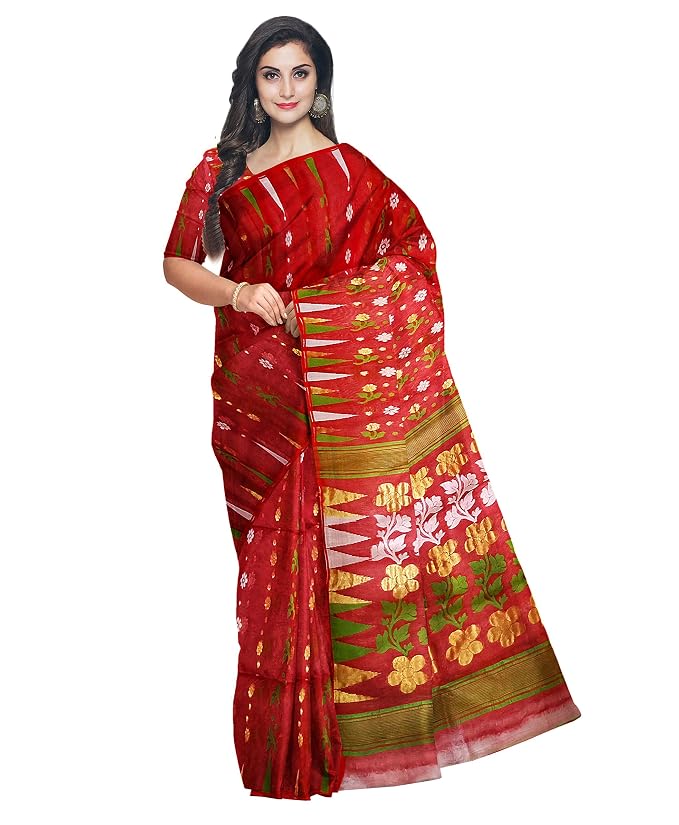 Pradip Fabrics Ethnic Women's Tant Jamdani Saree