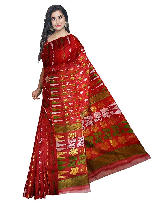 Pradip Fabrics Ethnic Women's Tant Jamdani Saree