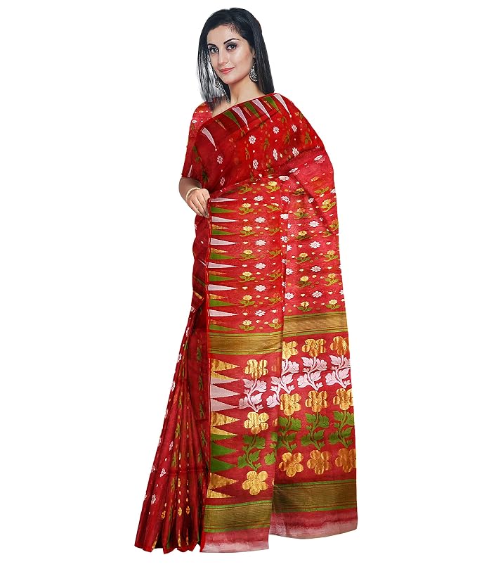 Pradip Fabrics Ethnic Women's Tant Jamdani Saree