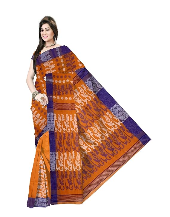 Pradip Fabrics Ethnic Women's Tant Cotton Dhakai Jamdami Saree