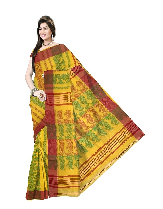 Pradip Fabrics Ethnic Women's Tant Cotton Dhakai Jamdami Saree