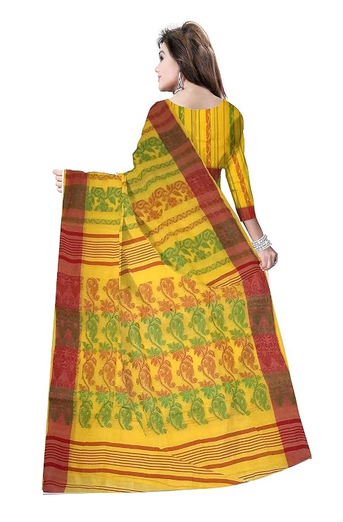 Pradip Fabrics Ethnic Women's Tant Cotton Dhakai Jamdami Saree