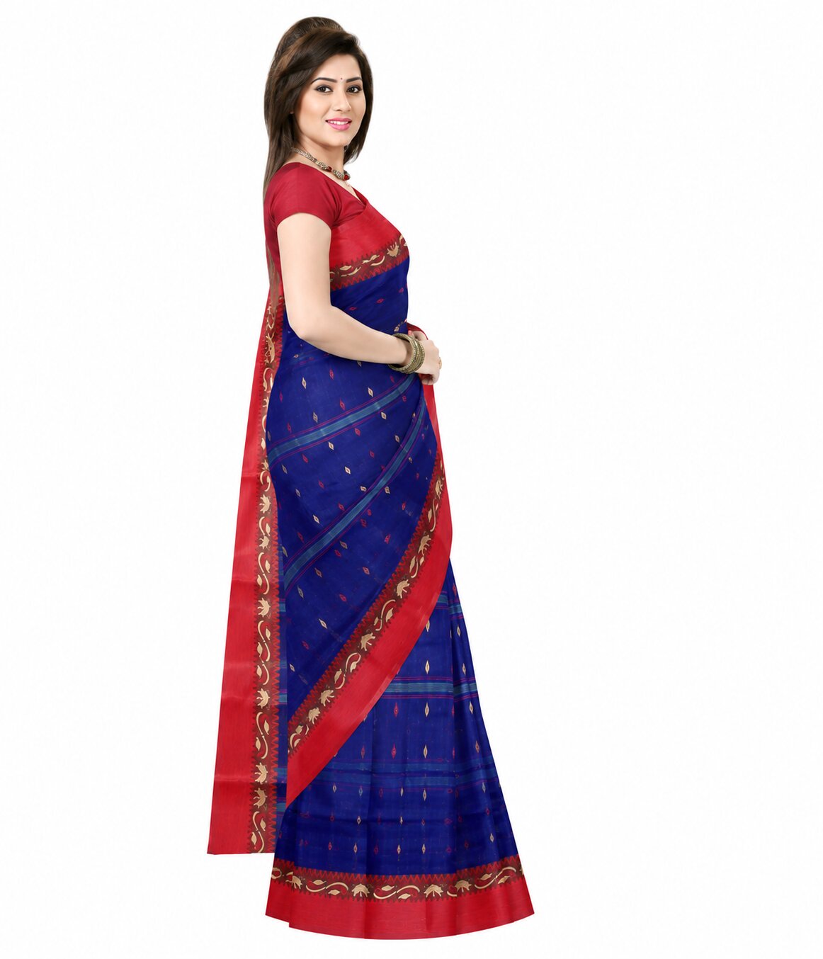 Ethnic Women's color border Tant Cotton Saree