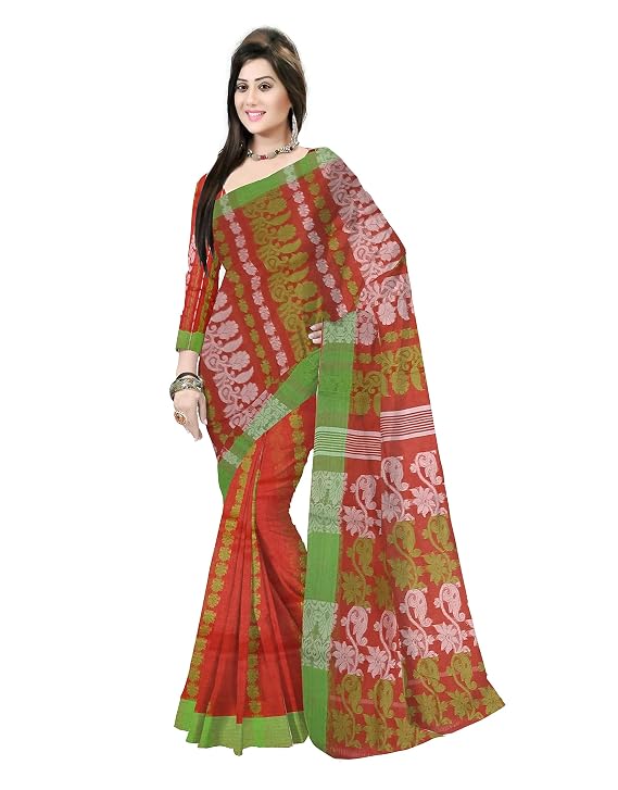 Pradip Fabrics Ethnic Women's Tant Cotton Dhakai Jamdami Saree