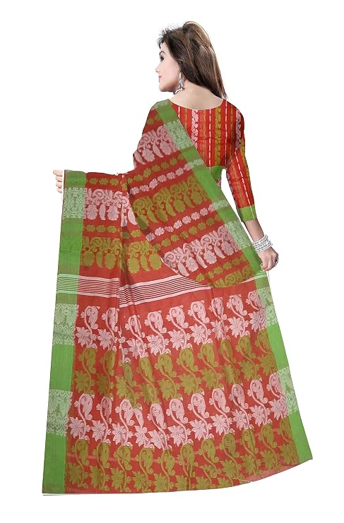 Pradip Fabrics Ethnic Women's Tant Cotton Dhakai Jamdami Saree