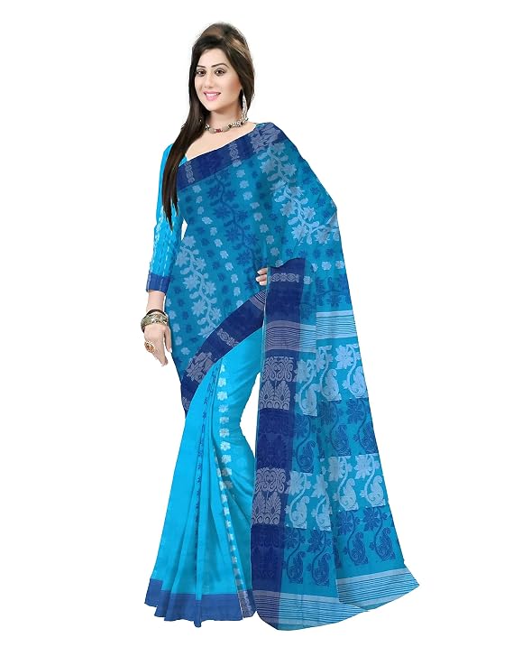 Pradip Fabrics Ethnic Women's Tant Cotton Dhakai Jamdami Saree