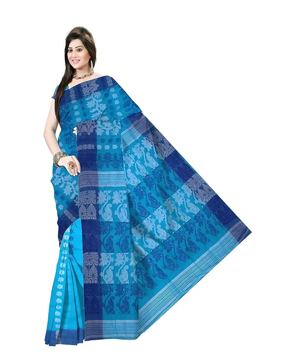 Pradip Fabrics Ethnic Women's Tant Cotton Dhakai Jamdami Saree