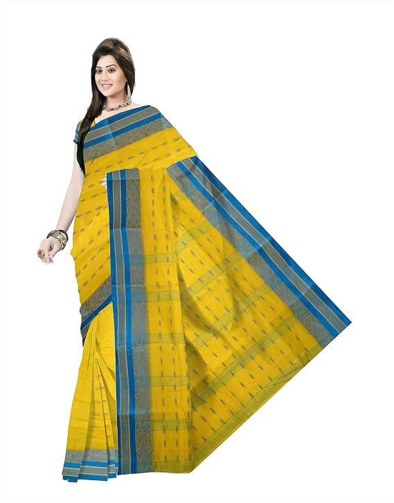 Ethnic Women's color border Tant Cotton Saree