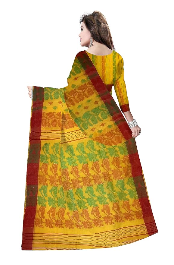 Pradip Fabrics Ethnic Women's Tant Cotton Dhakai Jamdami Saree