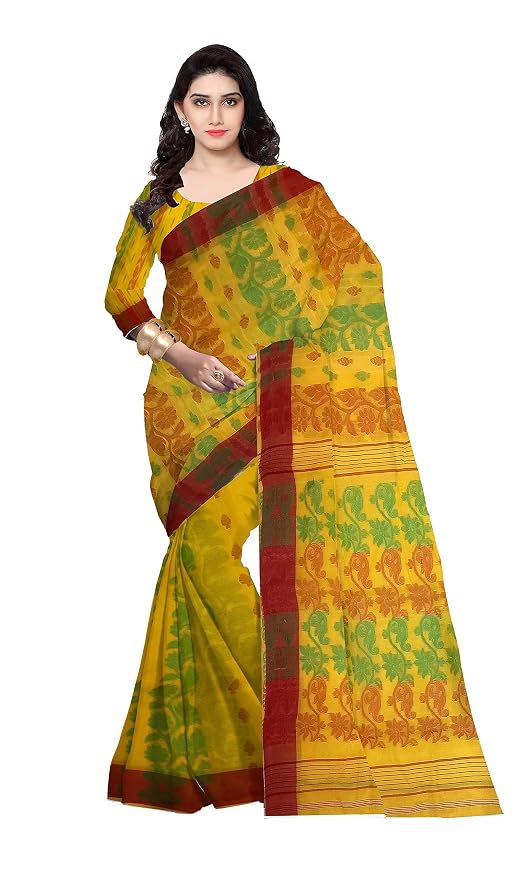 Pradip Fabrics Ethnic Women's Tant Cotton Dhakai Jamdami Saree