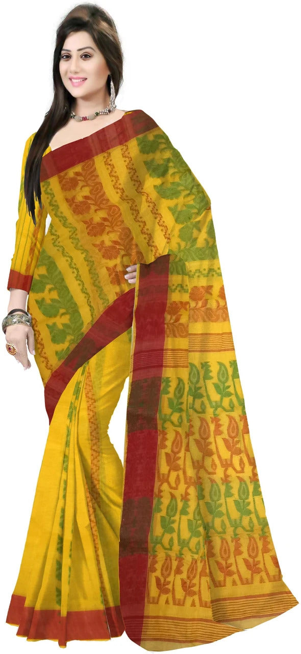 Pradip Fabrics Ethnic Women's Tant Cotton Dhakai Jamdami Saree