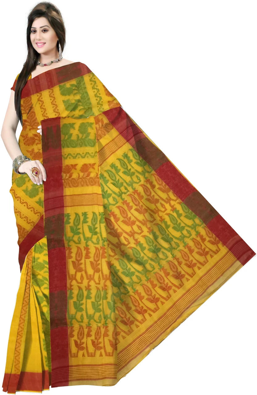 Pradip Fabrics Ethnic Women's Tant Cotton Dhakai Jamdami Saree