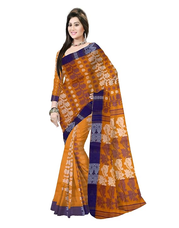 Pradip Fabrics Ethnic Women's Tant Cotton Dhakai Jamdami Saree