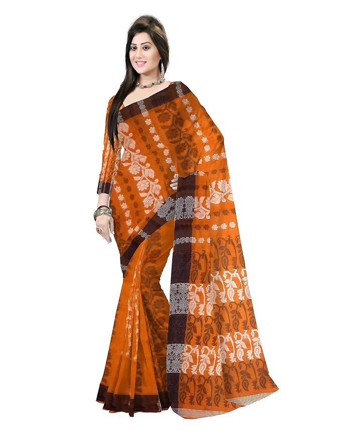 Pradip Fabrics Ethnic Women's Tant Cotton Dhakai Jamdami Saree