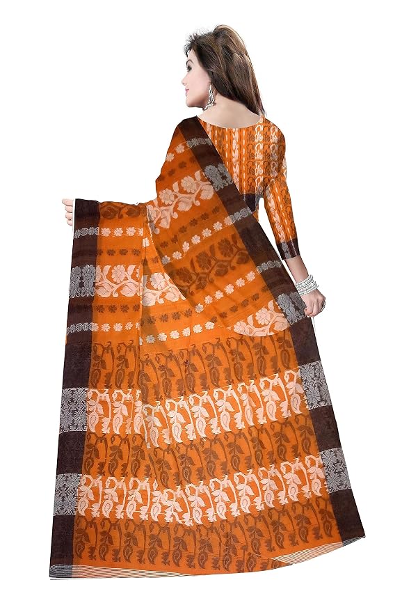 Pradip Fabrics Ethnic Women's Tant Cotton Dhakai Jamdami Saree