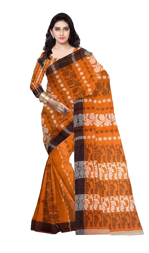 Pradip Fabrics Ethnic Women's Tant Cotton Dhakai Jamdami Saree