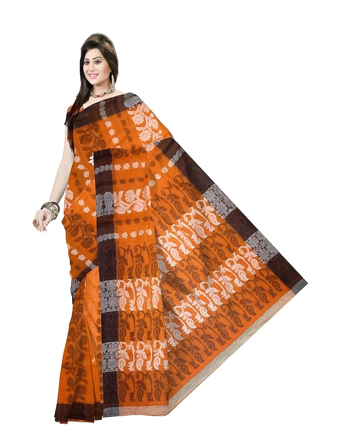 Pradip Fabrics Ethnic Women's Tant Cotton Dhakai Jamdami Saree