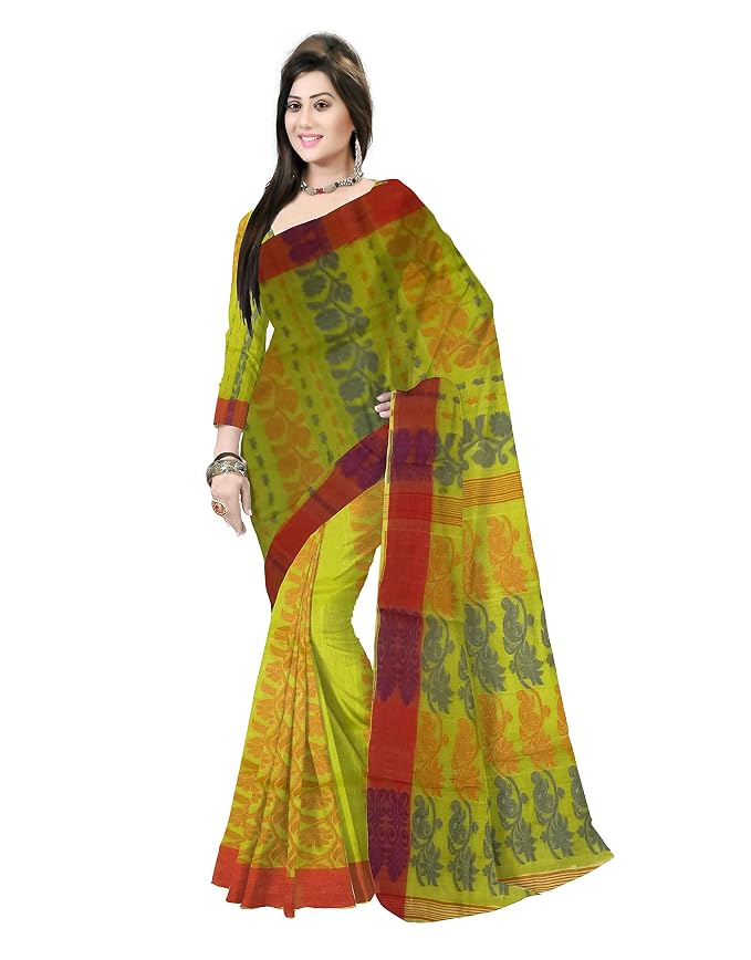 Pradip Fabrics Ethnic Women's Tant Cotton Dhakai Jamdami Saree