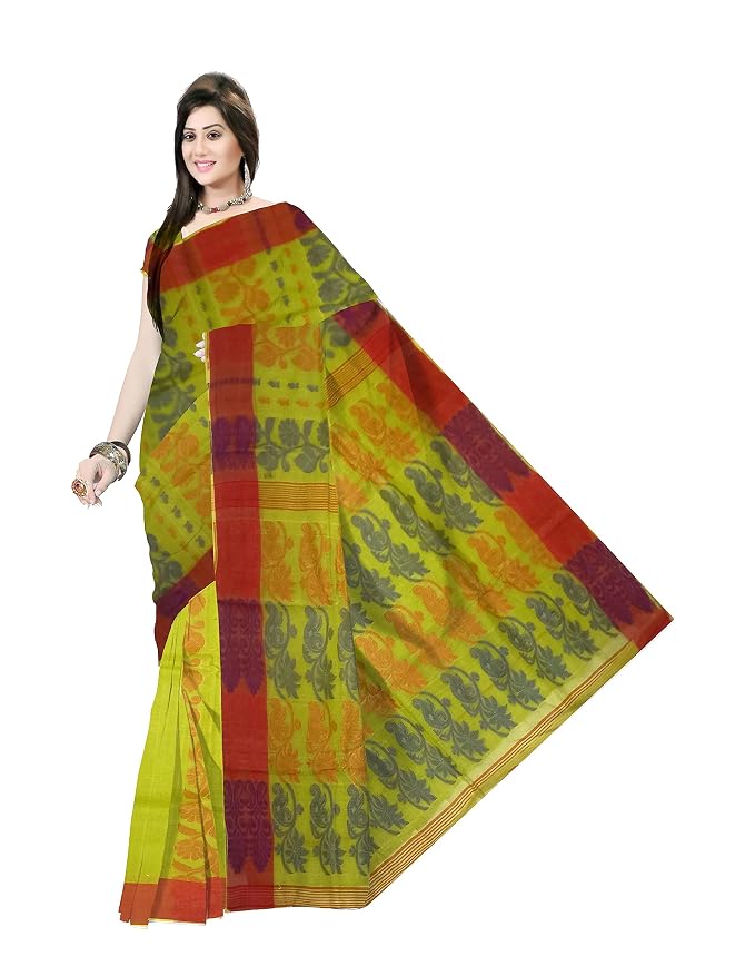 Pradip Fabrics Ethnic Women's Tant Cotton Dhakai Jamdami Saree