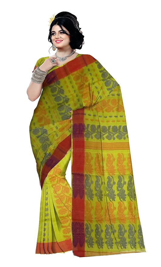 Pradip Fabrics Ethnic Women's Tant Cotton Dhakai Jamdami Saree