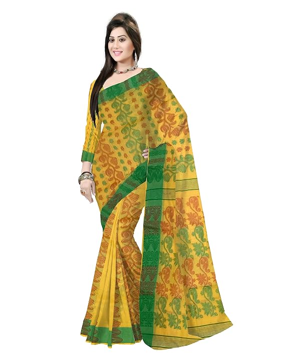 Pradip Fabrics Ethnic Women's Tant Cotton Dhakai Jamdami Saree