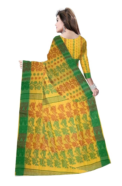 Pradip Fabrics Ethnic Women's Tant Cotton Dhakai Jamdami Saree