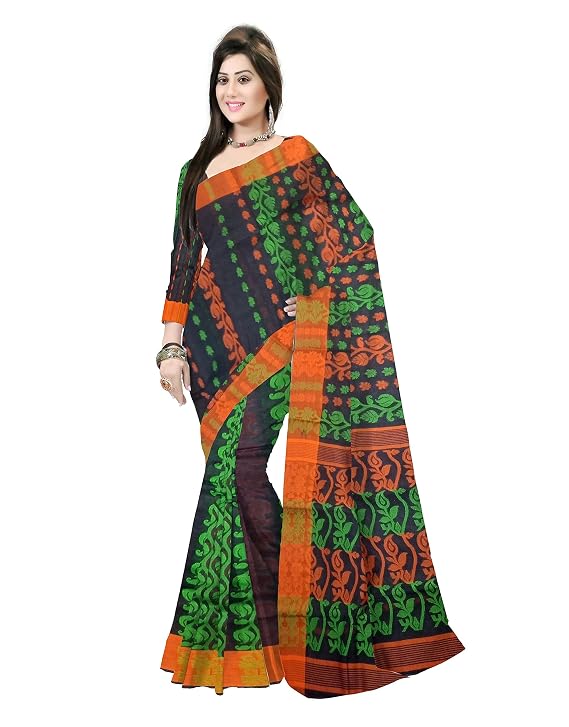 Pradip Fabrics Ethnic Women's Tant Cotton Dhakai Jamdami Saree