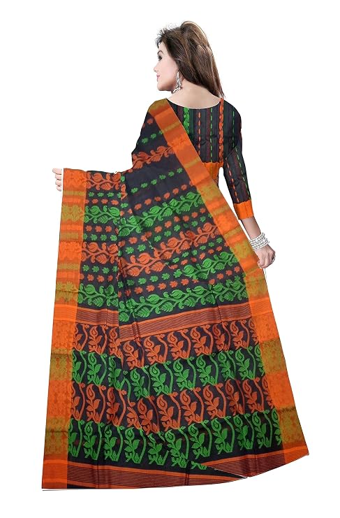 Pradip Fabrics Ethnic Women's Tant Cotton Dhakai Jamdami Saree