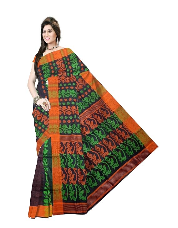 Pradip Fabrics Ethnic Women's Tant Cotton Dhakai Jamdami Saree