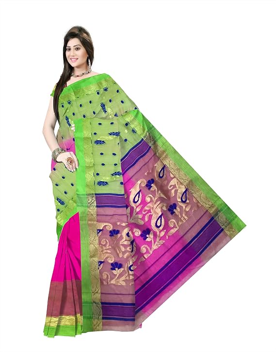 Pradip Fabrics Woven Tant Silk Blend Saree