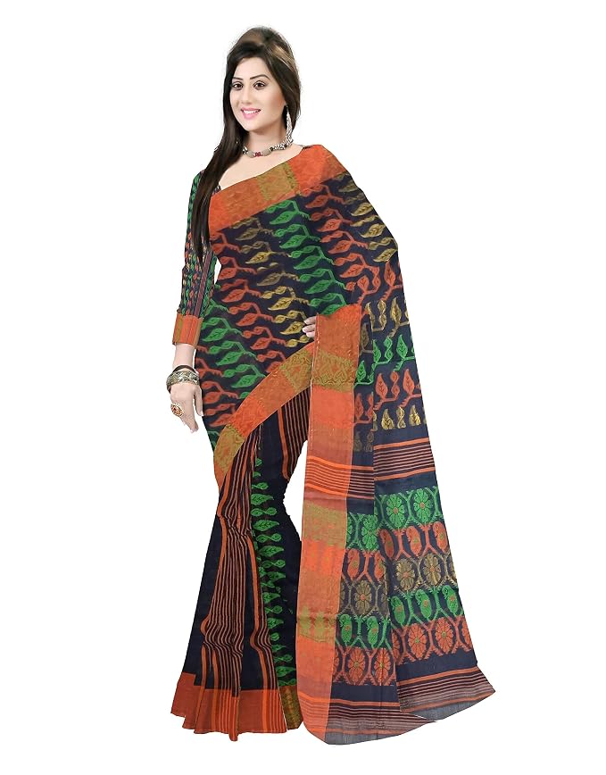 Pradip Fabrics Ethnic Women's Tant Cotton Dhakai Jamdami Saree