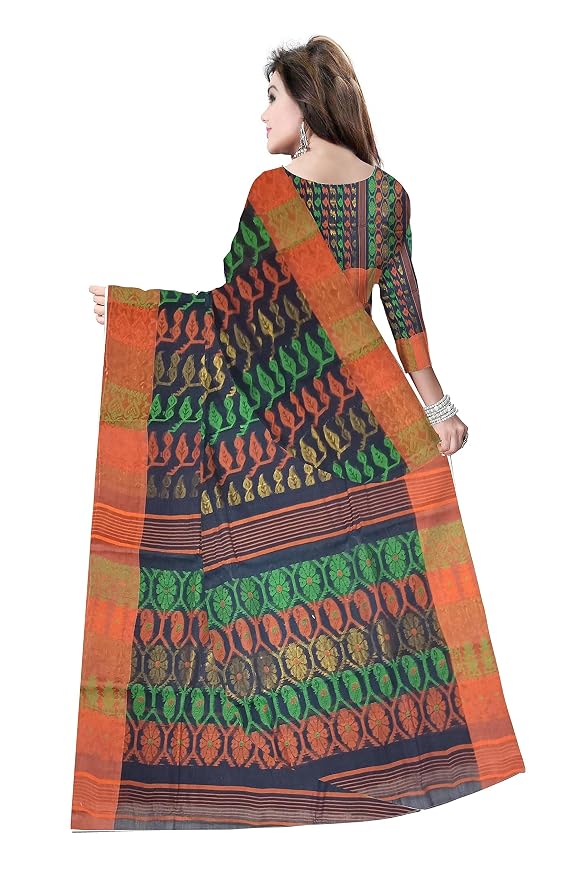 Pradip Fabrics Ethnic Women's Tant Cotton Dhakai Jamdami Saree