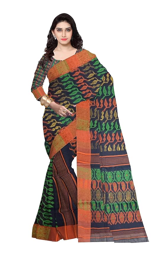 Pradip Fabrics Ethnic Women's Tant Cotton Dhakai Jamdami Saree