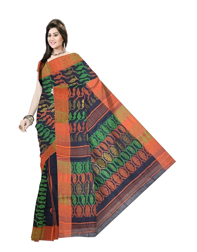 Pradip Fabrics Ethnic Women's Tant Cotton Dhakai Jamdami Saree