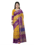 Pradip Fabrics Self Design Tant Silk Blend Saree (Pink)