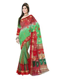 Pradip Fabrics Self Design Tant Silk Blend Saree (Pink)