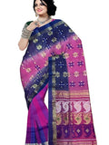 Pradip Fabrics Self Design Tant Silk Blend Saree (Pink)