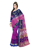 Pradip Fabrics Self Design Tant Silk Blend Saree (Pink)