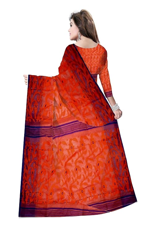 Pradip Fabrics Ethnic Women's Tant Jamdani Aqua Green Color Saree