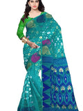 Pradip Fabrics Ethnic Women's Tant Jamdani Aqua Green Color Saree