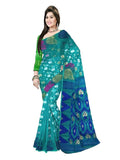 Pradip Fabrics Ethnic Women's Tant Jamdani Aqua Green Color Saree