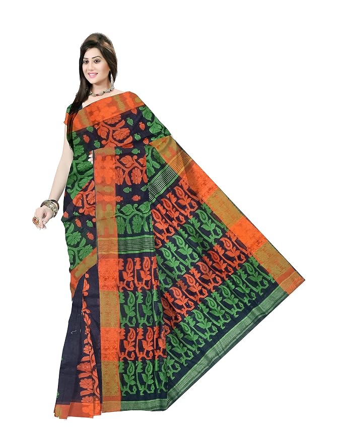 Pradip Fabrics Ethnic Women's Tant Cotton Dhakai Jamdami Saree