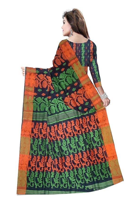 Pradip Fabrics Ethnic Women's Tant Cotton Dhakai Jamdami Saree