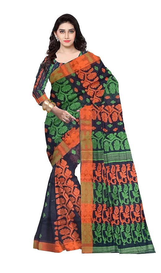Pradip Fabrics Ethnic Women's Tant Cotton Dhakai Jamdami Saree
