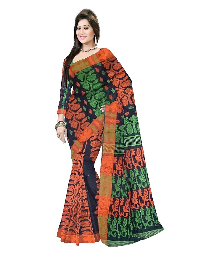Pradip Fabrics Ethnic Women's Tant Cotton Dhakai Jamdami Saree