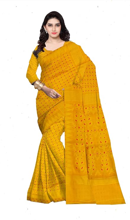 Pradip Fabrics Woven Jamdani Cotton Silk Saree (Blue)