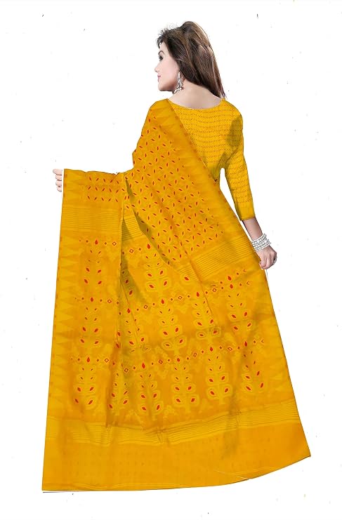 Pradip Fabrics Woven Jamdani Cotton Silk Saree (Blue)